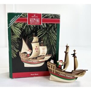 1992 Hallmark Keepsake Santa Maria Columbus Ship Christmas Ornament Vintage